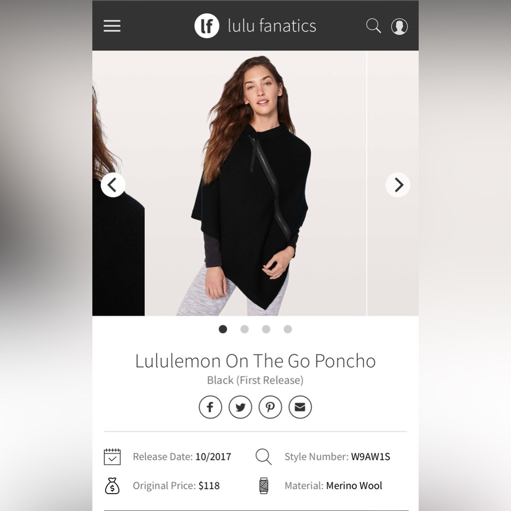 Lululemon On The Go Poncho Size: One Size (Black)